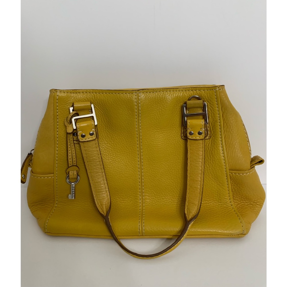 Fossil Gold Leather Bucket Handbag